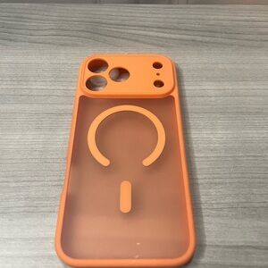 iPhone 17 Pro Max Orange MagSafe Style Case – Frosted Clear Back